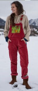 JUA Latzhose Cord himbeerrot
